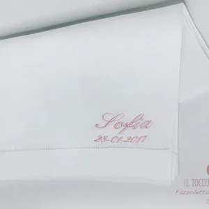 Fazzoletto neonato/a lino personalizzabile Sofia Realizzato a mano - Handmade