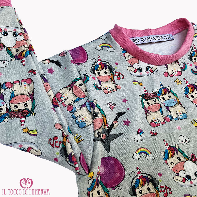 Felpa Cotone Unicorno rock - Fatto a Mano - immagine 3