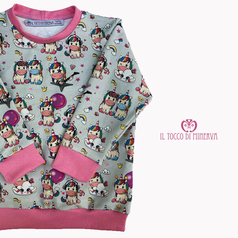Felpa Cotone Unicorno rock - Fatto a Mano - immagine 4