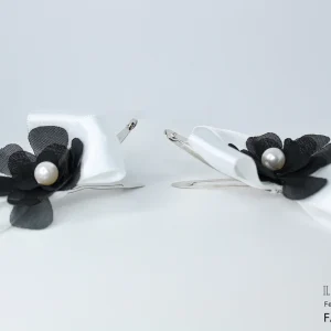Fermaglietti per capelli bianco/nero Emi Realizzato a mano - Handmade