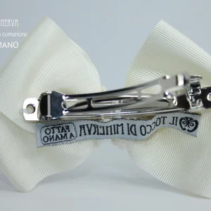 Fermaglietto beige in gros grain Essential Realizzato a mano