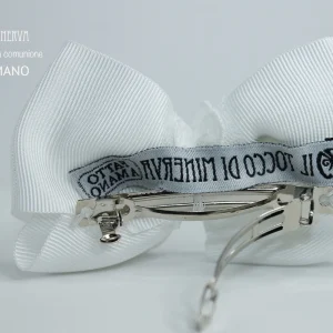 Fermaglietto bianco in gros grain Essential Realizzato a mano
