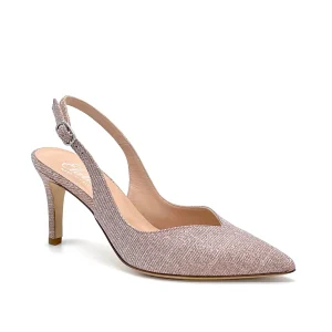 Slingback in tessuto laminato rosa - Cod. 10150
