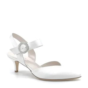 Slingback 100% seta bianca con fibbia gioiello - Cod. S2906-1