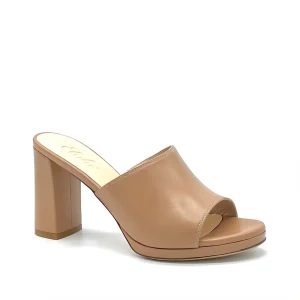 AESTAS Mule in pelle beige scuro con plateau - Cod. 11164A