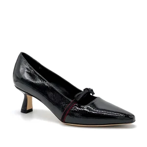 Décolleté in vernice nera effetto stropicciato con nastrino in grosgrain - Cod. 51521_1