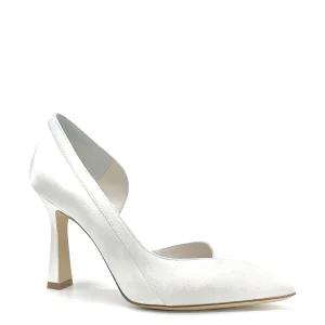 Décolleté in tessuto laminato e seta bianca con apertura laterale Cod. S2309