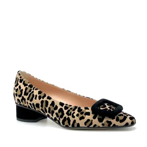 Décolleté in camoscio stampato e fibbia in camoscio nero - Cod. 54528-1