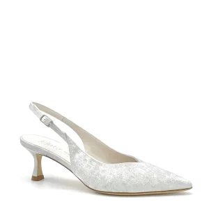 Slingback in ciniglia effetto satinato argento - Cod S2535