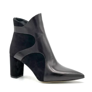 Stivaletto in pelle e camoscio nero – Cod. 55534