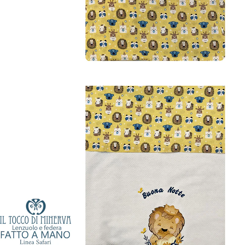 Lenzuolo con Federa neonato Linea Safari - Fatto a Mano - immagine 3