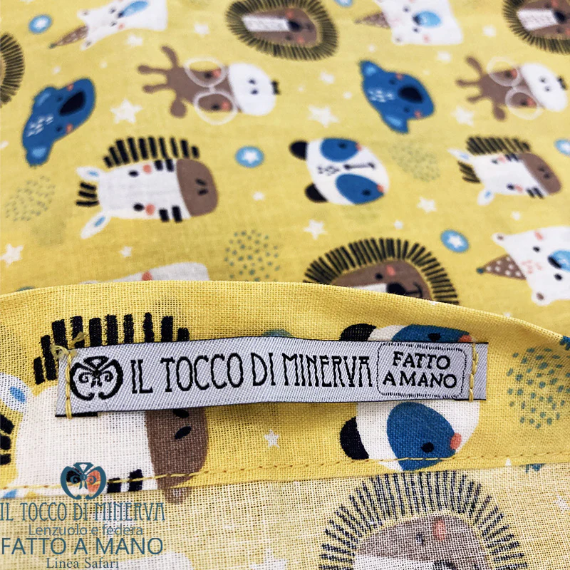 Lenzuolo con Federa neonato Linea Safari - Fatto a Mano - immagine 2