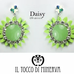 Orecchini verdi fiore cristallo swarovski Daisy Realizzati a mano – Handmade