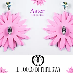 Orecchini rosa fiori cristallo swarovski Aster Realizzati a mano - Handmade