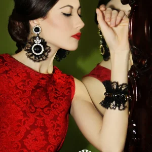 Orecchini neri pizzo karina realizzati a mano – Eleganza unica e artigianalità