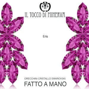 Orecchini in cristallo swarovski fucsia Eris Realizzati a mano