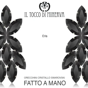 Orecchini in cristallo swarovski nero Eris Realizzati a mano