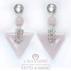Orecchini quarzo swarovski fatti a mano - design Rhombus unico e artigianale