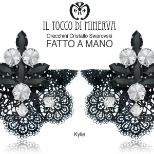 Orecchini in Cristallo e pizzo Kylie nero crystal - Fatto a mano