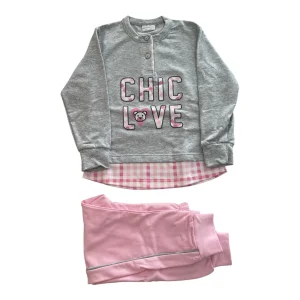 Pigiama Bimba Lungo Cotone Felpato Serafino Primero Art.I14306