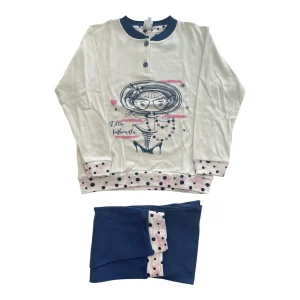 Pigiama Bimba Lungo in Cotone Interlock Serafino Pappa & Latte Art.321