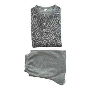 Pigiama Donna Lungo in Cotone Felpato Serafino Emblema Art.EPM7045