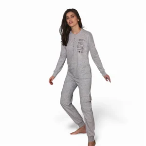 Pigiama Donna Lungo in Cotone Interlock Bottoncini Jadea Art.5253