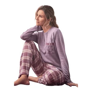 Pigiama Donna Lungo in Cotone Interlock Serafino Coveri Art. EP6245