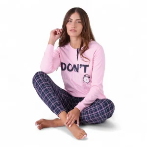 Pigiama Donna Lungo in Cotone Interlock Serafino Paprika & Zenzero Art.PP500