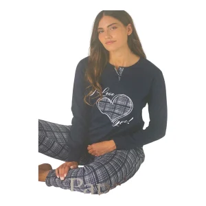 Pigiama Donna Lungo in Cotone Interlock Serafino Paprika & Zenzero Art.PP503