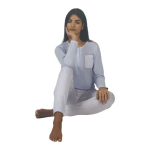 Pigiama Donna Lungo in Cotone Jersey 100SBADIGLI Art.DL-101