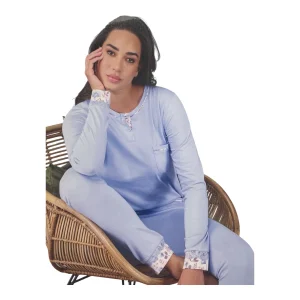 Pigiama Donna Lungo in Cotone Jersey Oronero Art.OD388