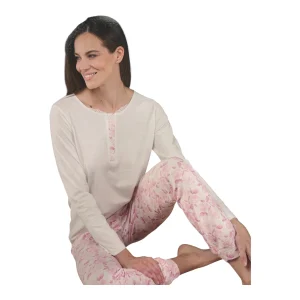 Pigiama Donna Lungo in Cotone Jersey Oronero Art.OD396