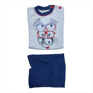 Pigiama Neonato Lungo in Cotone Felpato Spalla Aperta Gary Art.N10034