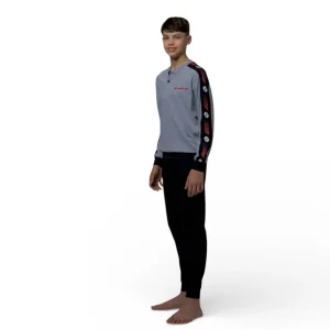 Pigiama Ragazzo Lungo in Cotone Serafino con Polsini Jersey Lotto Art.LP4219