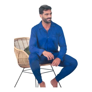 Pigiama Uomo Aperto Lungo in Cotone Jersey Oronero Art.OU446