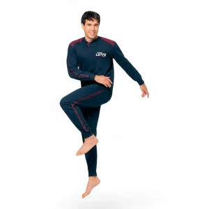 Pigiama Uomo Lungo in Cotone Felpato Serafino e Polsini Lotto Art.LP2137