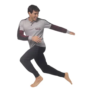 Pigiama Uomo Lungo in Cotone Interlock Serafino e Polsini Lotto Art.LP2122