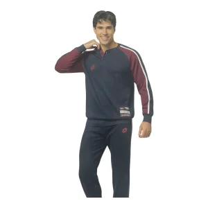 Pigiama Uomo Lungo in Cotone Interlock Serafino e Polsini Lotto Art.LP2130