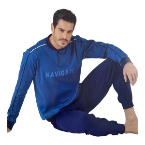 Pigiama Uomo Lungo in Cotone Interlock Serafino Navigare Art.141903