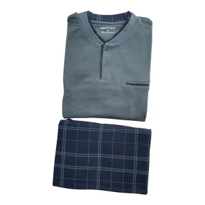 Pigiama Uomo Lungo in Cotone Interlock Serafino Oronero Art.OU492