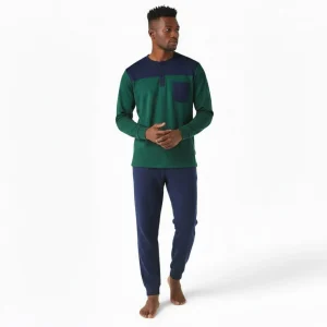 Pigiama Uomo Lungo in Cotone Interlock Serafino Paprika & Zenzero Art.ZP517