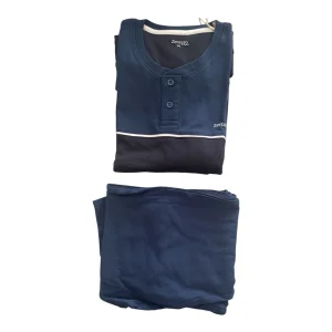 Pigiama Uomo Lungo in Cotone Interlock Serafino Zenzero & Paprika Art.ZP19