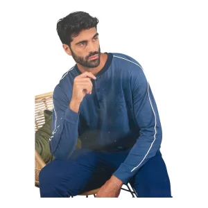 Pigiama Uomo Lungo in Cotone Jersey Oronero Art.OU440