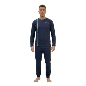 Pigiama Uomo Lungo in Cotone Jersey Serafino con Polsini Kappa Art.KMS26108