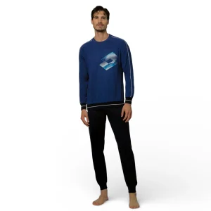 Pigiama Uomo Lungo in Cotone Jersey Serafino Lotto Art.LP1223