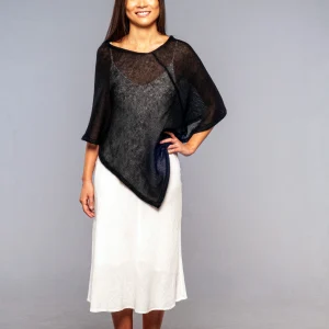 Poncho in Mohair Nero Elegance