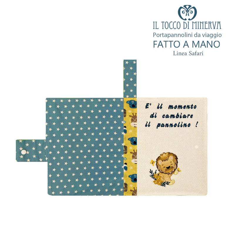 Porta pannolini e salviettine da Viaggio Neonato Linea Safari - Fatto a mano - immagine 8