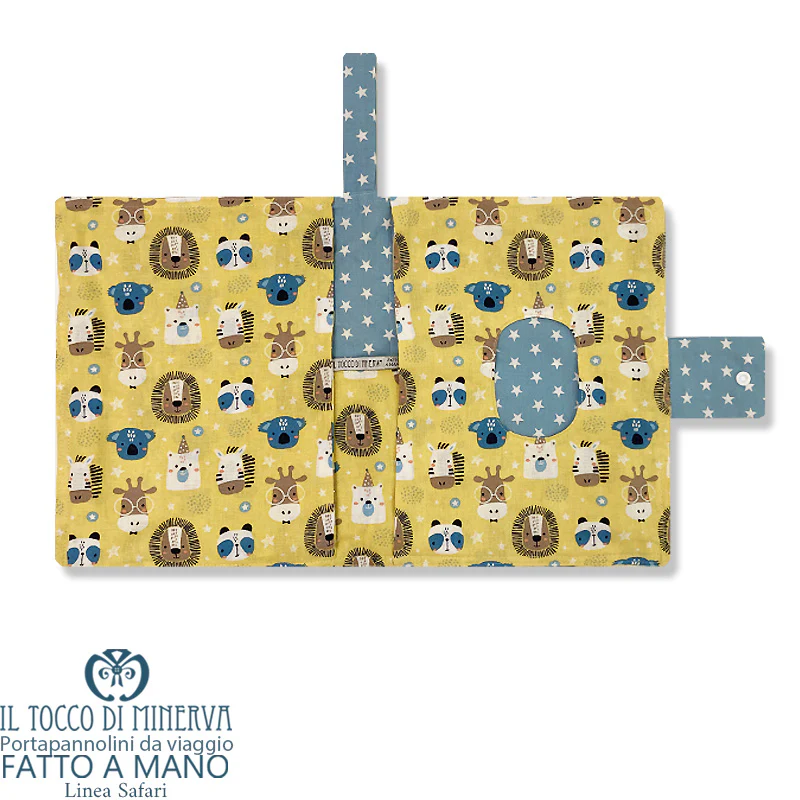 Porta pannolini e salviettine da Viaggio Neonato Linea Safari - Fatto a mano - immagine 6