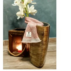 Sciarpa Mohair Jacquard Rosa antico e Grigio perla